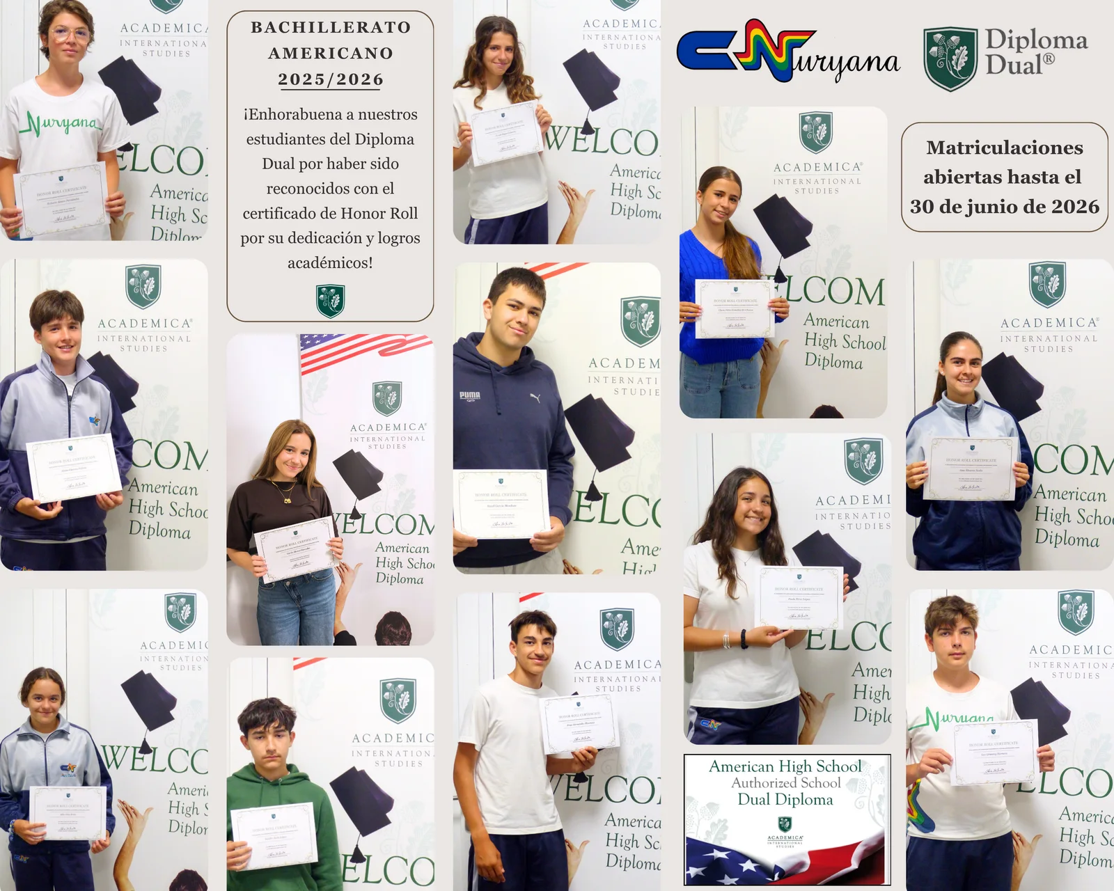 Certificados Honor Roll del Diploma Dual, curso 2025/2026